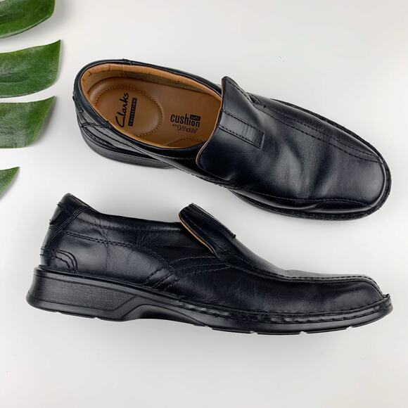 Clarks Escalade Loafers Black Leather Slip On Dress Shoes Men's 12 - Picture 1 of 11
